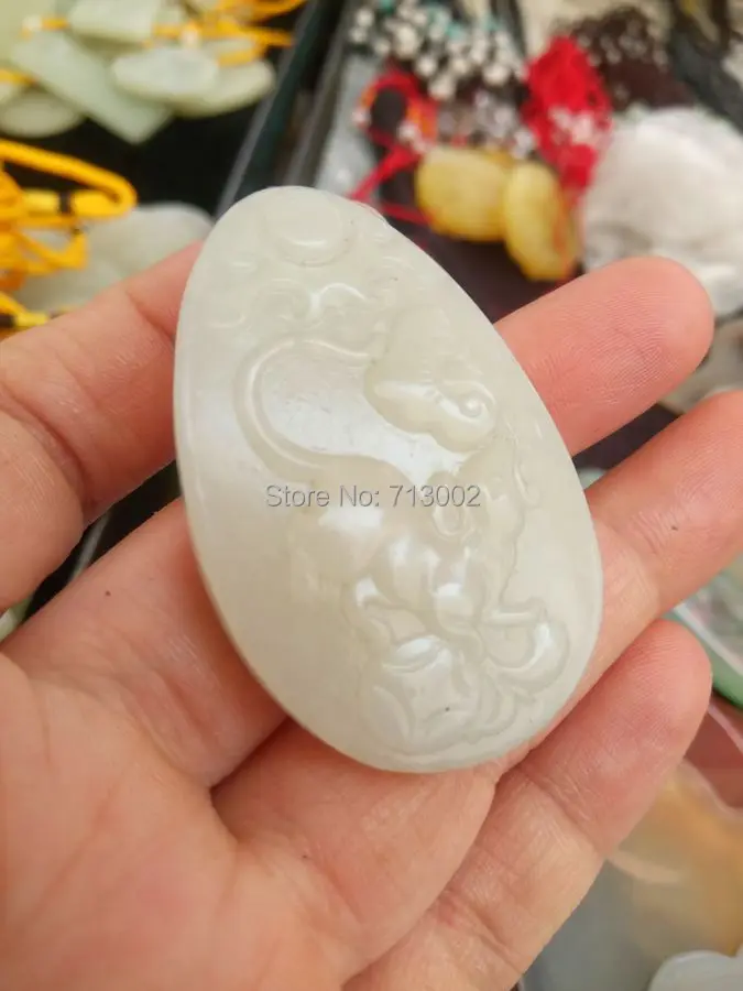 Fine milky White Jade mouse Pendant jadeite Amulet mice Necklace Talisman Chinese zodiac | Дом и сад