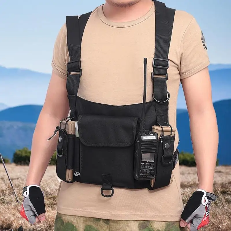 Chest Bag Мужская нагрудная сумка, тактические сумки на плечо, хип-хоп Уличная Мужская функциональная поясная сумка, регулируемые карманы, удобный жилет - Цвет: Chest Bag