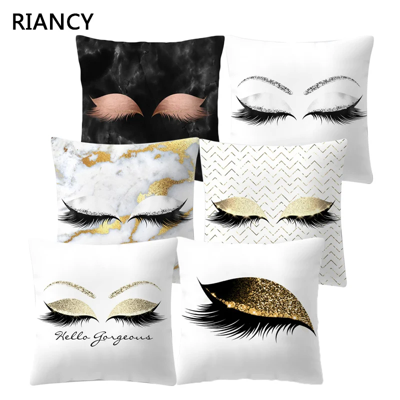 

Marble Eyelash Decorative Throw Pillow Polyester Cushion Cover Home Decor Wedding Christmas Geometric Pink pillowcase 40594