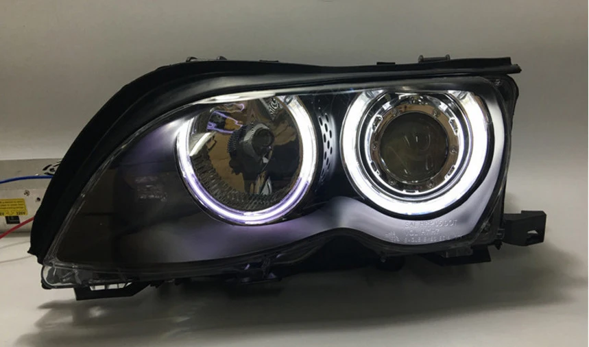 Qirun светодиодный глаза ангела фары в сборе с объектив для BMW E46 318i 320i 323i 325i 328i 330i
