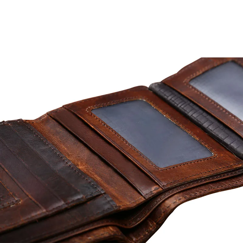 

JOYIR Genuine Leather Wallet Men Solid Vintage Men Wallets SD Credit Card Holder Short Vertical Carteiras Masculinas Male Gift