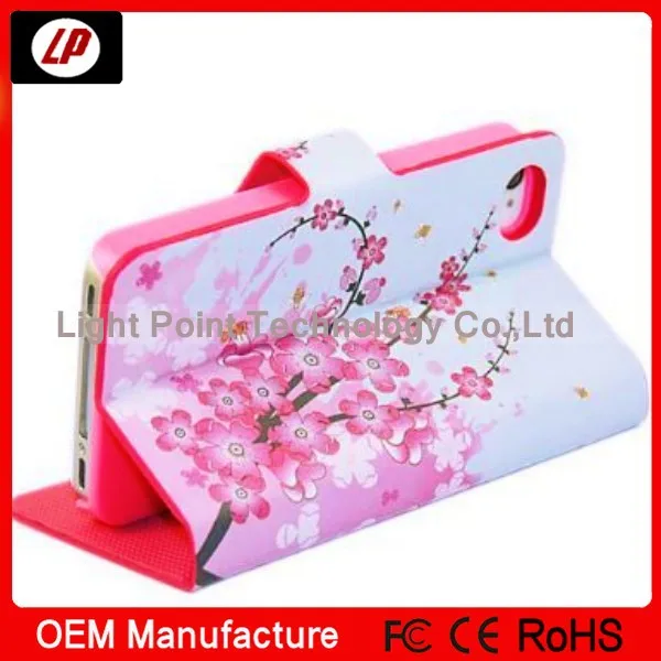 Flower phone case 8IN1 Pink PU Leather Cell Phone Cases For iphone 5 5s Flip Folio Case Bag Wallet Stand Holder |