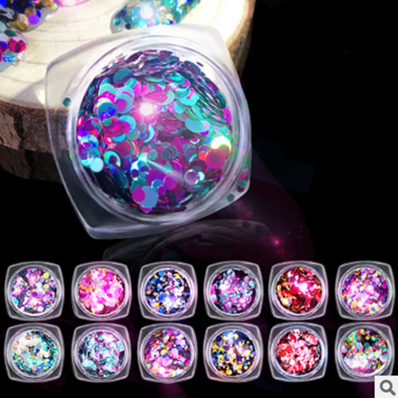 1 коробка последние украшения для ногтей импортные материалы круглые лазерные