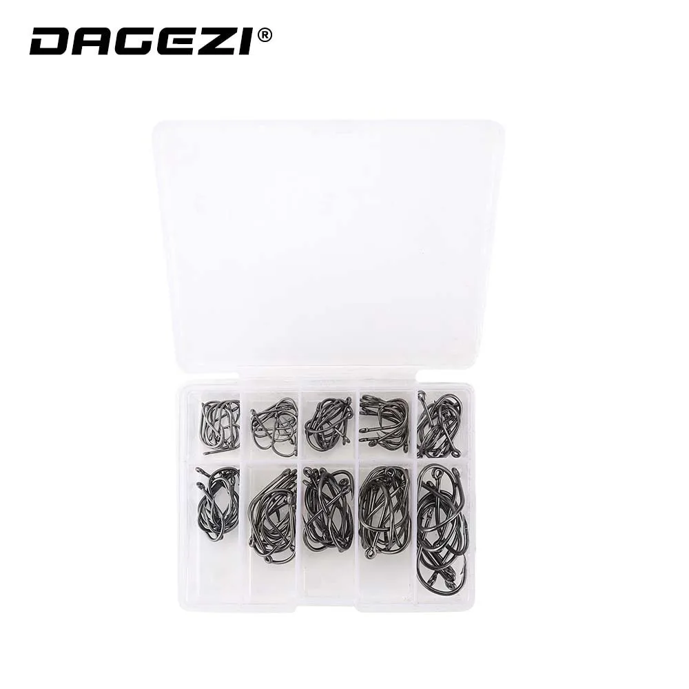 DAGEZI 100 шт./лот колючие Крючки#1/#2/#3/#4/#5/#6/#7/#8/#9/#10 Высокоуглеродистая сталь рыболовный крючок для карп рыболовные принадлежности