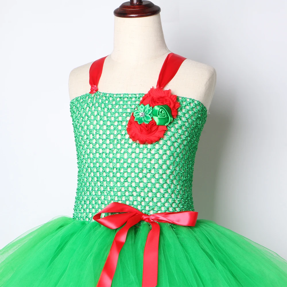 Girls Frog Tutu Dress Green and Red Flowers Kids Birthday Party Dresses for Dance Christmas Halloween Cosplay Costume | Детская одежда