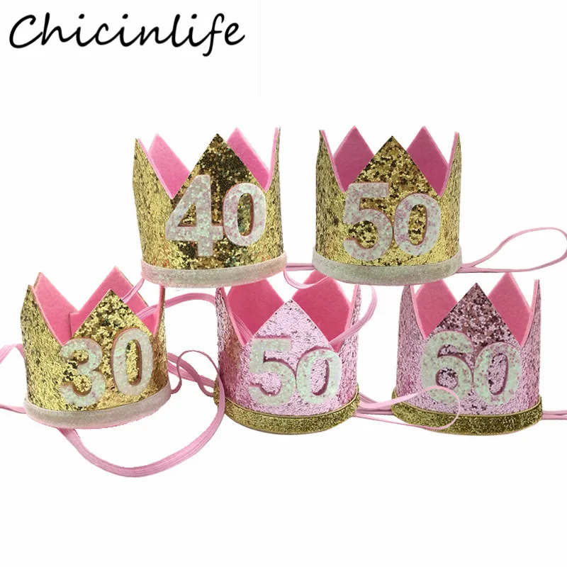 Chicinlife 1 шт. 30 40 50 60 Корона повязка Adlut День рождения украшение шляпа День рождения Юбилей поставки
