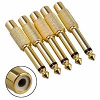 5pcs 6 35mm jack male to rca female av 14 mono plug jack audio adapter gold plated 6 5 to lotus audio sound mixer connector