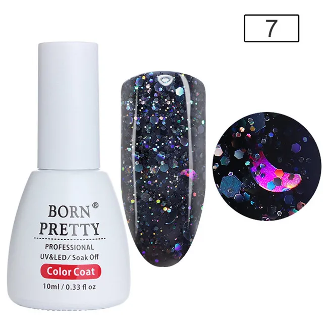 Color 7 10 мл Born pretty, голографическая Звезда Луна ногтей блестки гель Bling замочить от маникюра Светодиодный УФ гель лак для ногтей гель УФ лак лампа - Цвет: Color 7