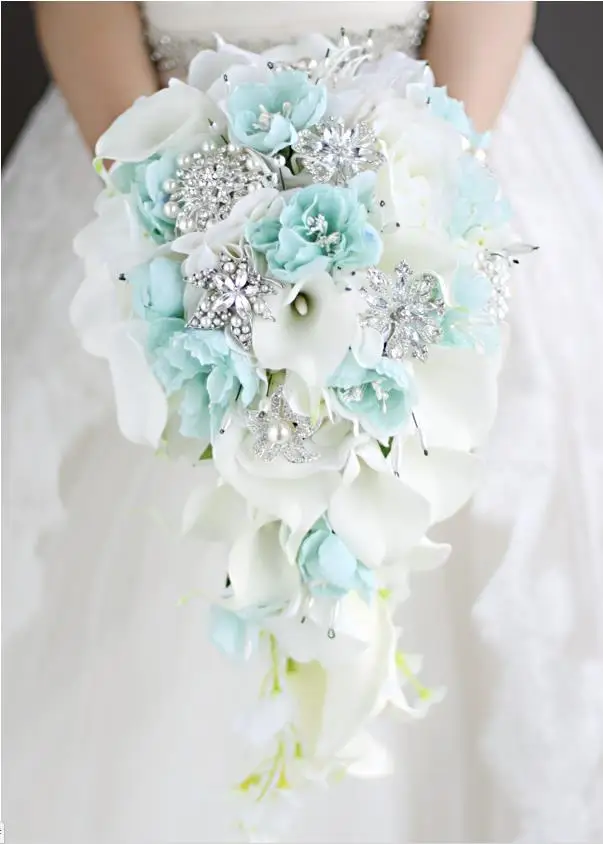 bridal bouquet Голубой цветок лилии каллы Свадебный букет водопад Романтический дизайнерский Свадебный букет свадебные цветы ramos de novia - Цвет: bridal bouquet