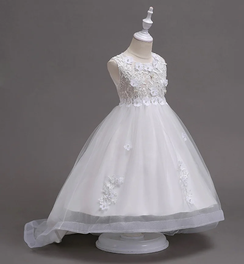 CAILENI Girls Wedding Dress Kids Mermaid Dresses Applique Flower Children Birthday Frocks Baby Party Costume for Girl | Детская одежда