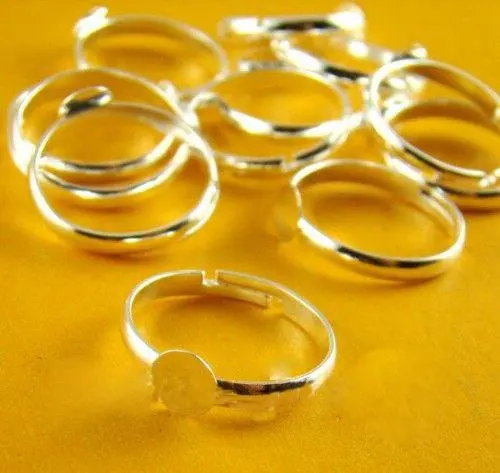 free shipping!!!!! 400pcs/lot 6MM Silver Plate Nickel Free Adjustable Ring Base