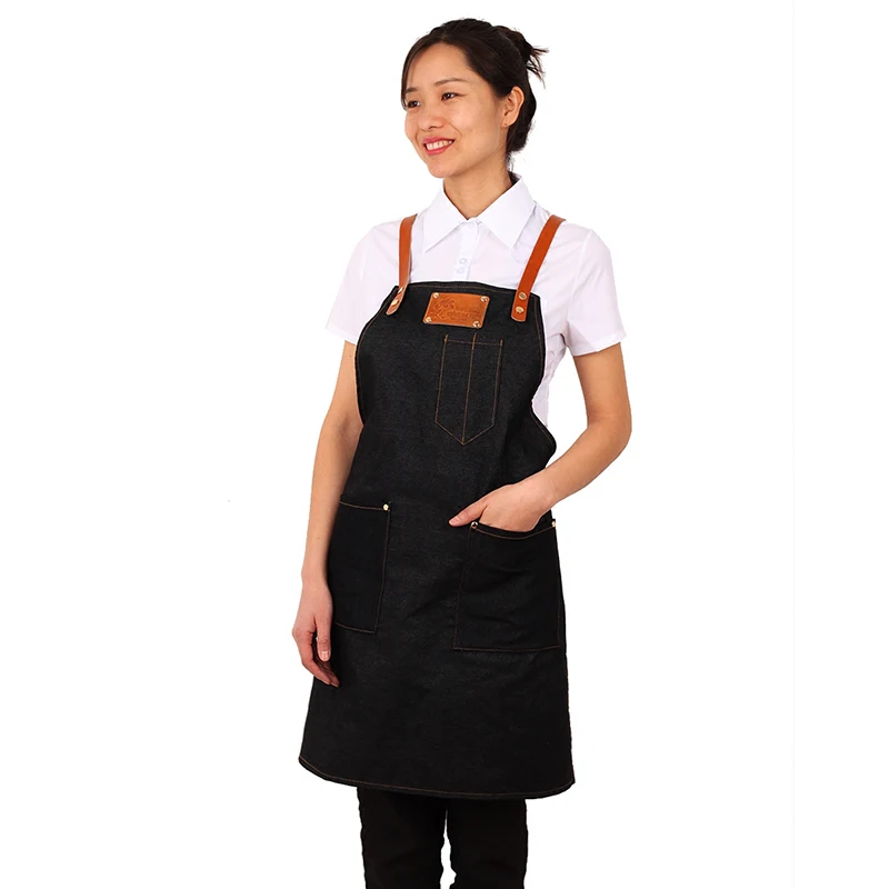 2018 ковбойский фартук из джинсовой ткани кухонный нагрудник кожаные ремни для