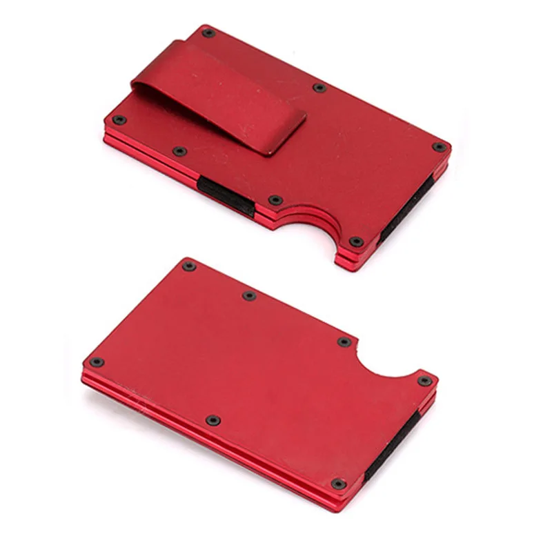 Red DIENQI тонкий алюминиевый металлический Анти RFID блокирующий держатель для карт, минималистичный кошелек для мужчин, Бизнес банк, id, держатель для карт, карманная сумка - Цвет: Red