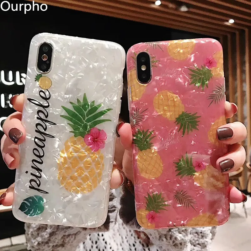 Ourpho IMD Shell мобильный чехол для iPhone X XR XS MAX Летний Фруктовый ананас 6 6s 7 8 plus