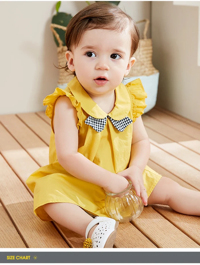 Мини-платье для девочек balabababy; Новинка г.; летнее хлопковое свободное платье без рукавов в школьном стиле; милые платья для новорожденных; одежда для детей