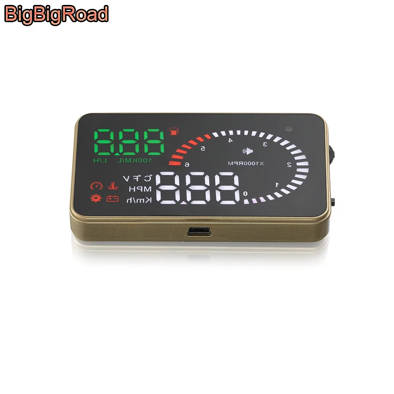 BigBigRoad Автомобильный датчик скорости HUD Дисплей на лобовом стекле проектор OBD2 EUOBD