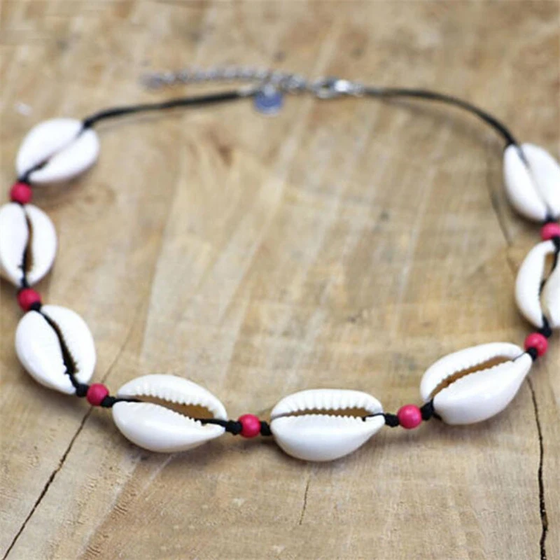 Ethnic Style White Shell Choker Necklaces For Women Handmade Shells Beaded Chain Necklace Boho Collar Jewelry Hot Sale | Украшения и