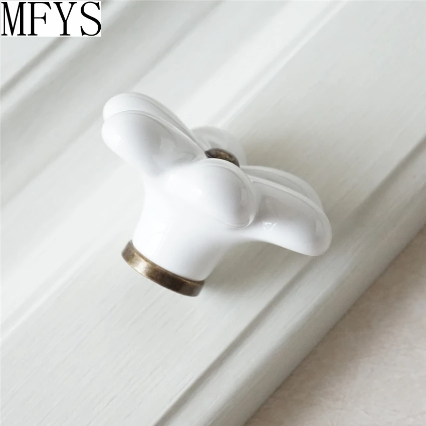 Большой декоративные ручки комод ручка ящика Белый/деревенский Керамика Кухня