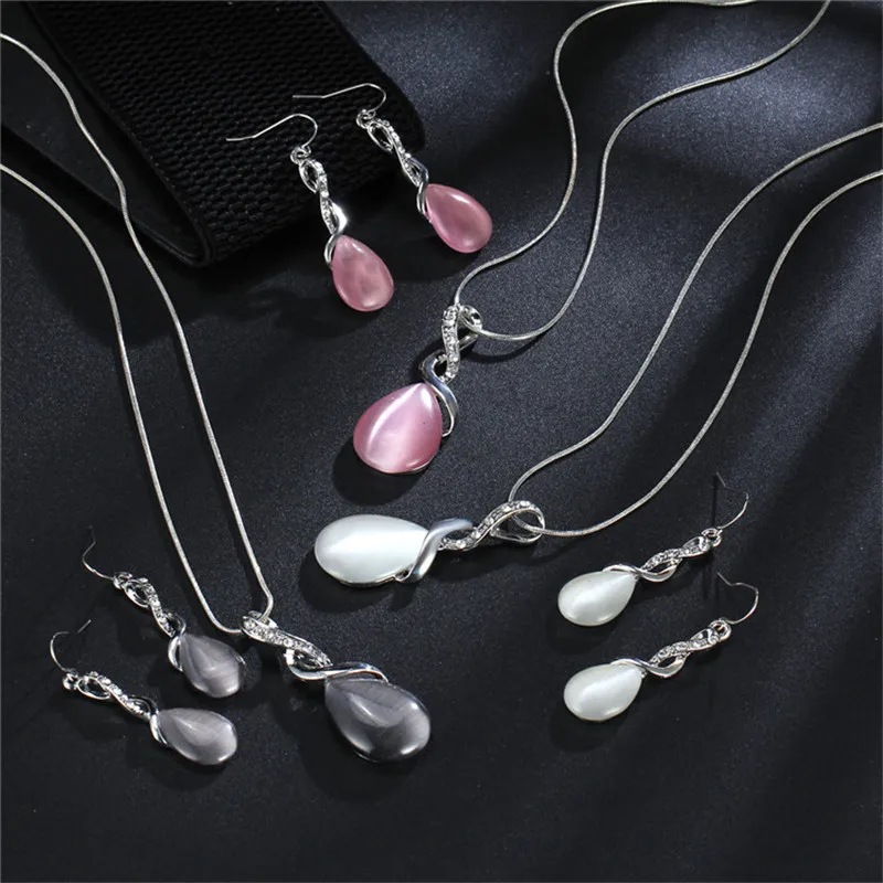 Модные комплекты украшений в виде капли воды с опалом для женщин модное женское