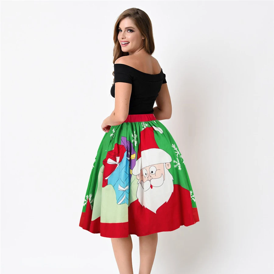 VOGRACE 2017 новейшая Рождественская Женская юбка пачка Санта Клауса длиной до колена