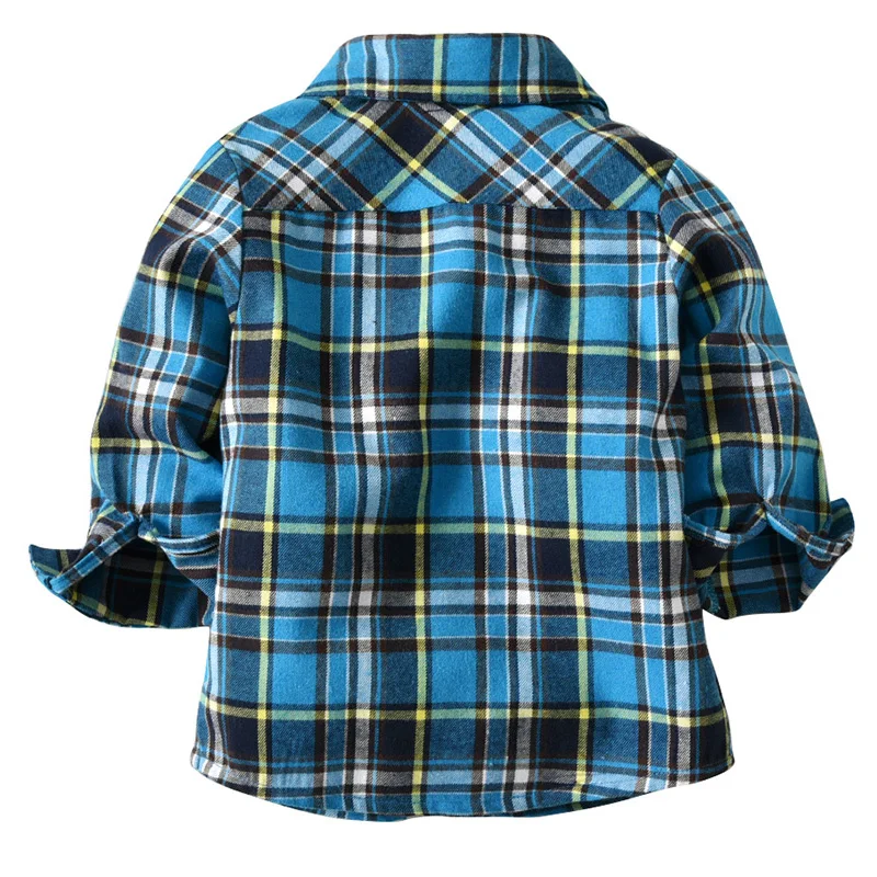 2019 Новая Коллекция рубашка для мальчиков топы в клетку с длинными рукавами