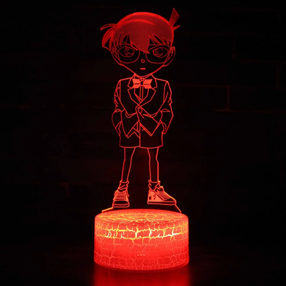 Мультфильм Conan 3D лампа 7 цветов изменить ночник 5 в USB настольная прикроватный свет