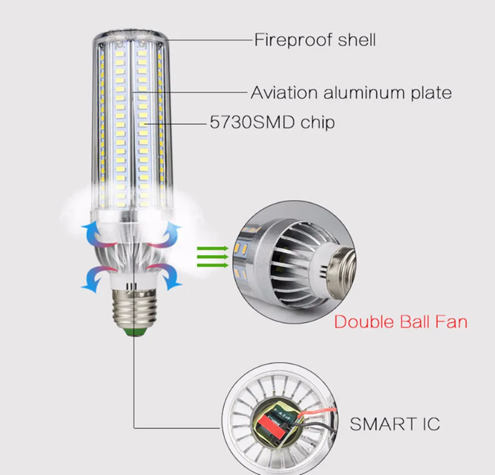 E27 LED Lamp E26 Corn Light 220V Bulb 25W 35W 45W LEDs SMD 5730 | Освещение