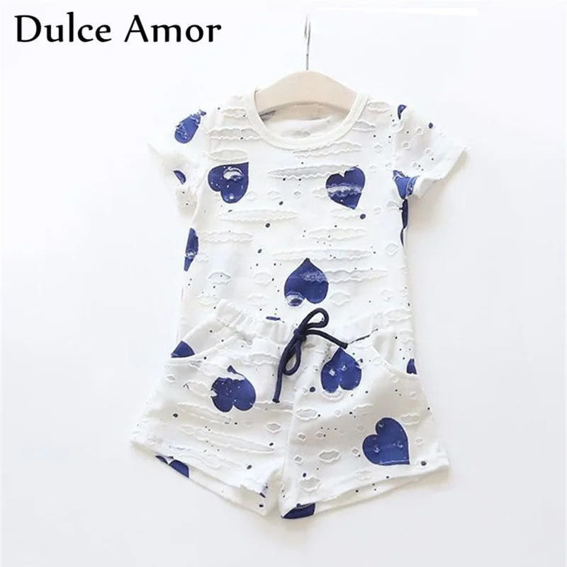 Повседневная летняя детская одежда Dulce Amor 2 шт./компл. комплекты одежды для
