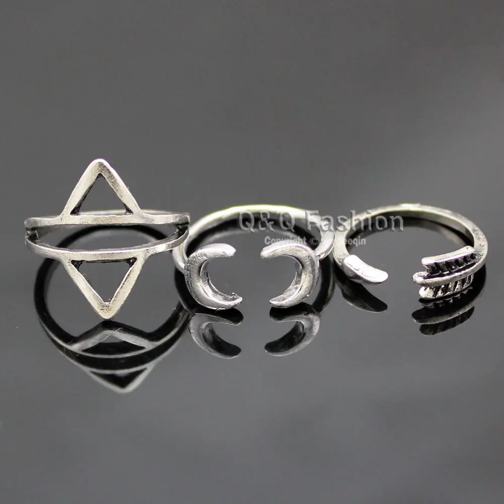 Цыганский Хиппи Бохо пакет 6 Серебряный треугольник Турция синий камень