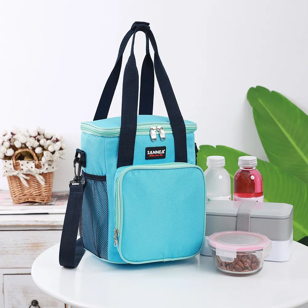 Sky Blue SANNE 9L дизайн Модная матовая ткань портативный многофункциональный Термосумка для обедов еда Изолированные сумки для обедов, Термосумка ланч бокс - Цвет: Sky Blue