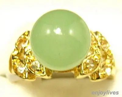 

Natural Light Green Jade 18KGP Crystal Butterfly Ring Size: 6.7.8.9