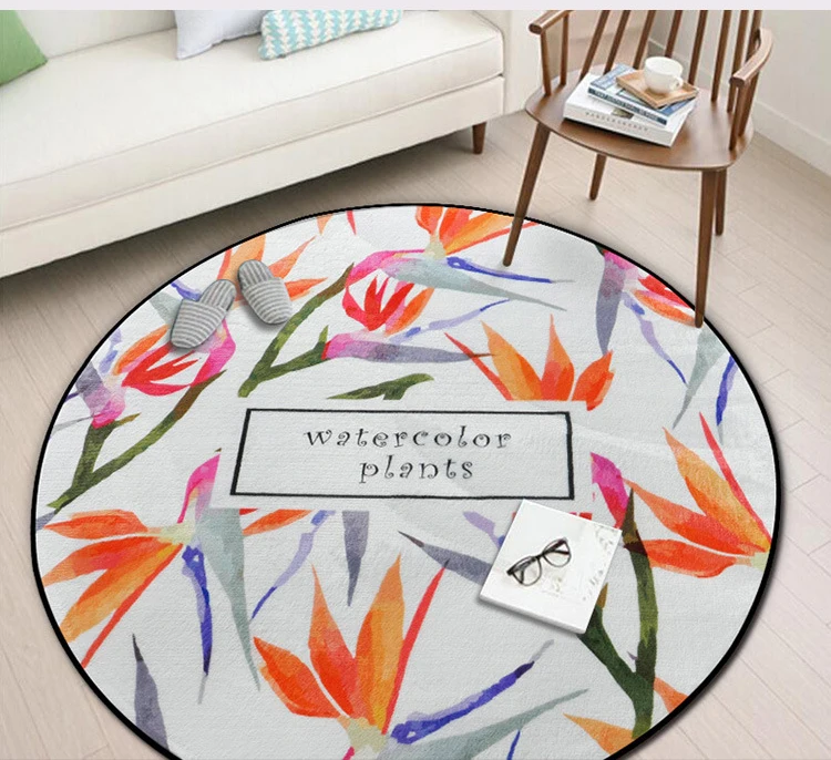 Круглый ковер 60-100 см Противоскользящий напольный коврик для туалета принт "тропические растения" спальня кухня коврик для гостиной коврик для йоги