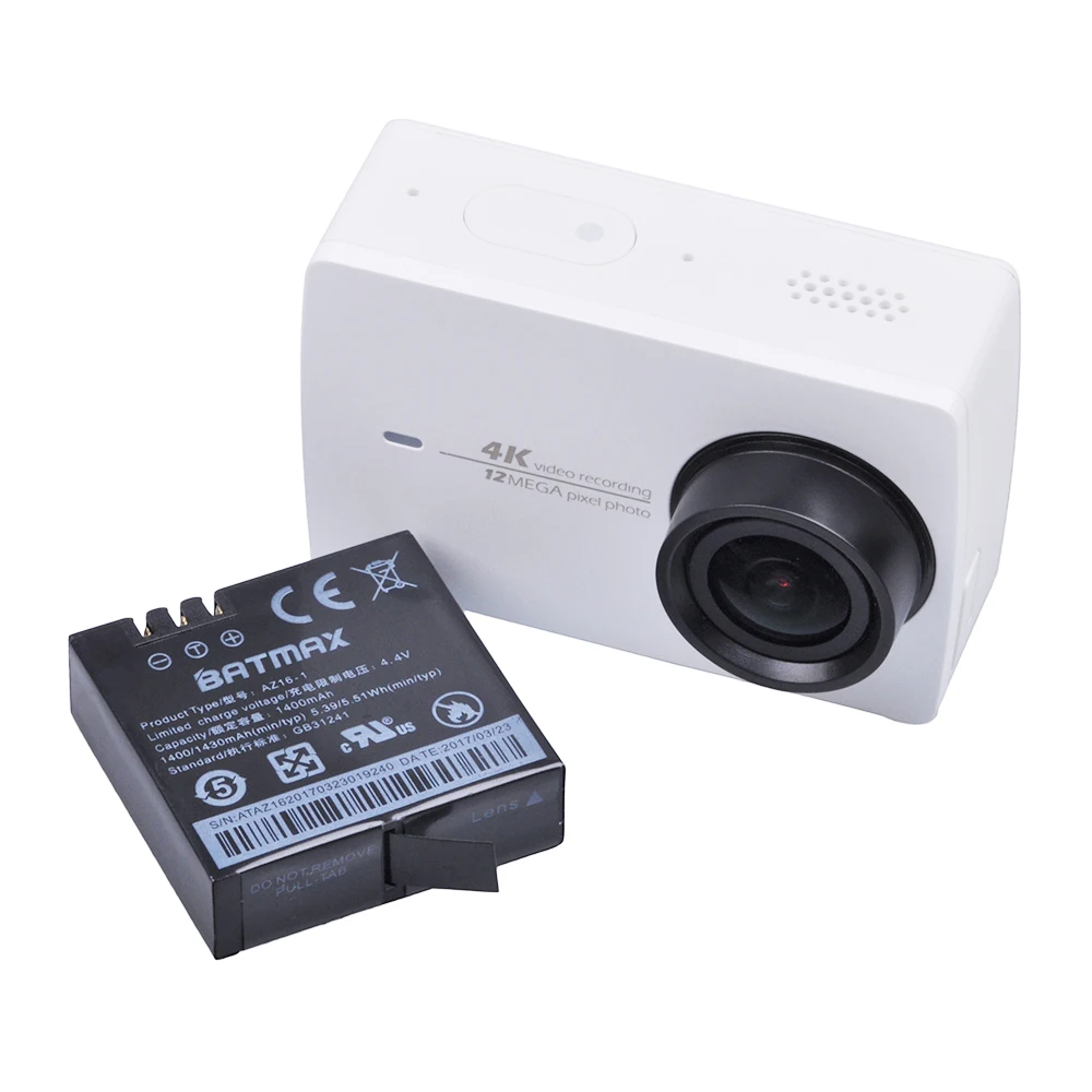 Batmax AZ16-1 Battery 4pcs +LCD USB Dual Charger for Original Xiaomi YI lite 2 4K 4k Xiao yi Action Camera | Электроника