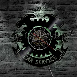 Автосервис, знак механика, светодиодный Ночной светильник, виниловая пластина, настенные часы, мастерская, инструменты для гаража, гаечный ключ для шин, настенный светильник для часов