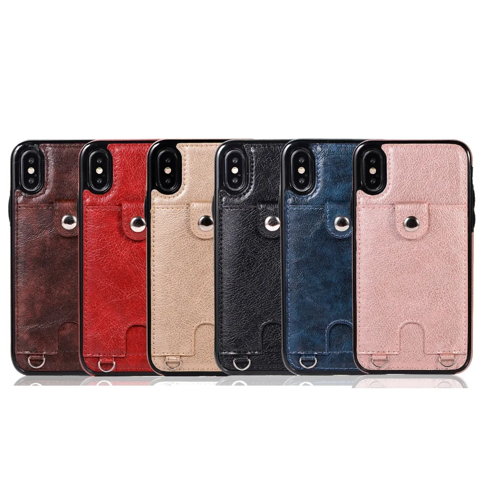 Винтажный чехол для телефона из искусственной кожи для iPhone Xs Max XR X, чехол-кошелек для карт для iPhone 6, 6 S, 7, 8 Plus, чехол-накладка на заднюю панель с ремешком