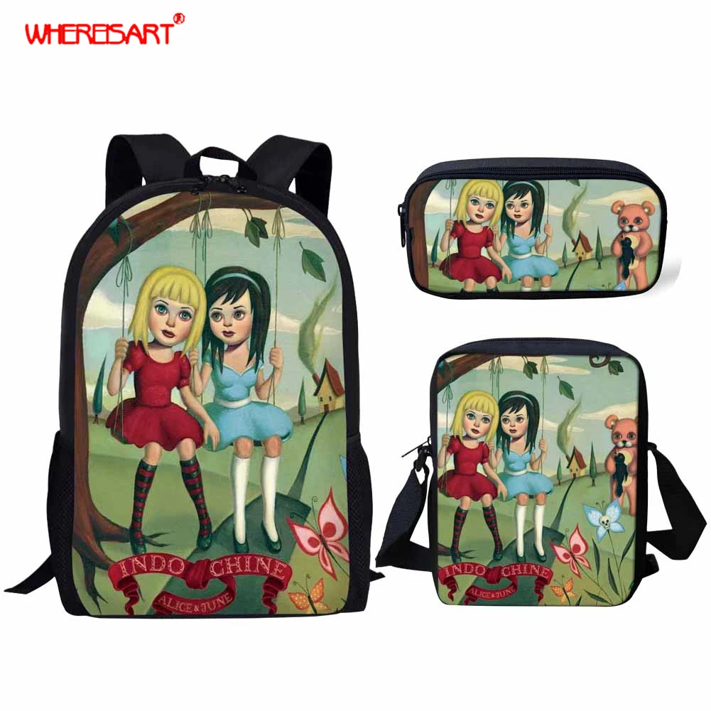 WHEREISART INDOCHINE Alice & June шаблон школьные рюкзаки для девочек 3 шт./компл. с Пеналы
