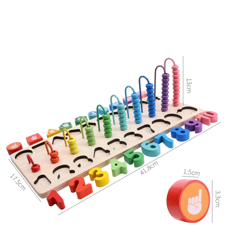 

Wooden Montessori Toys Multi-function Arithmetic Count Rack Digital Shape Matching Cognition Educational Toys For Children Gift
