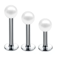 hot sale 1pc steel pearl coated ball labret stud ring lip bar piercing ear cartilage tragus piercing fashion jewelry