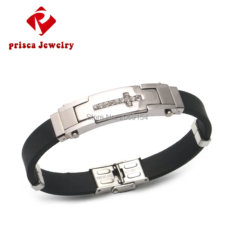 Мужские ювелирные изделия с крестиком браслет очаровательный силиконовый