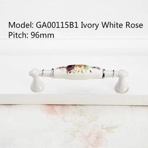 Ivory white CC96mm Ручка ящика из розового цинкового сплава, Керамическая Современная Минималистичная элегантная кухонная мебель для шкафа, ручка шкафчика для обуви, большая ручка - Цвет: Ivory white CC96mm