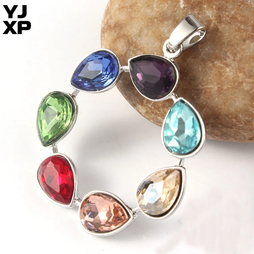 YJXP инкрустированные 7 Чакра каплевидные Стразы Подвески круглая форма рейки