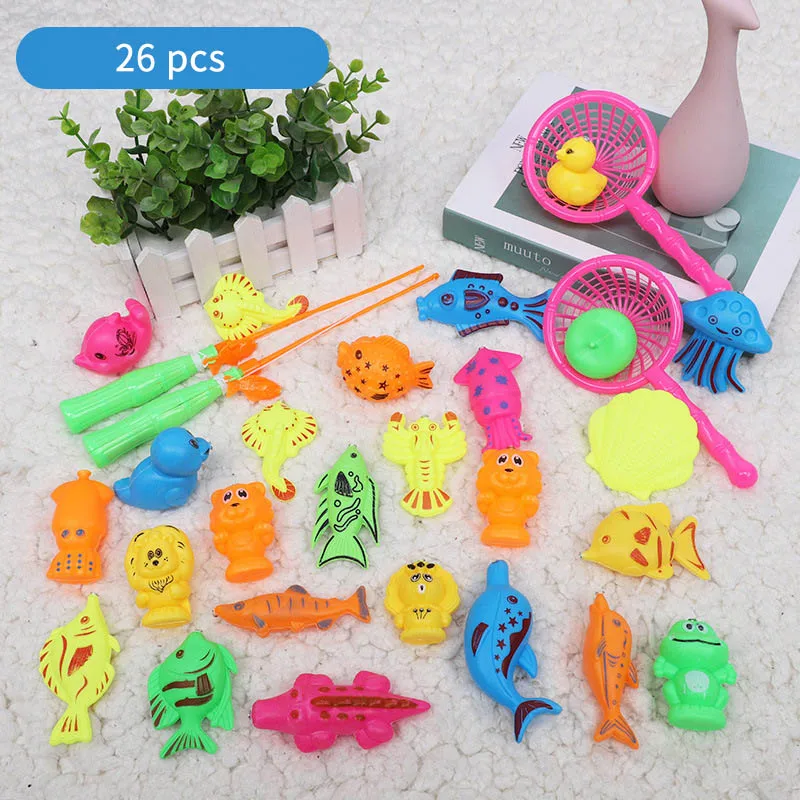 26 pcs 46 шт./компл. Детские магнитные игрушки для рыбалки с надувной бассейн родитель-ребенок интерактивные игры Детские игрушки для купания летняя уличная игрушка - Цвет: 26 pcs