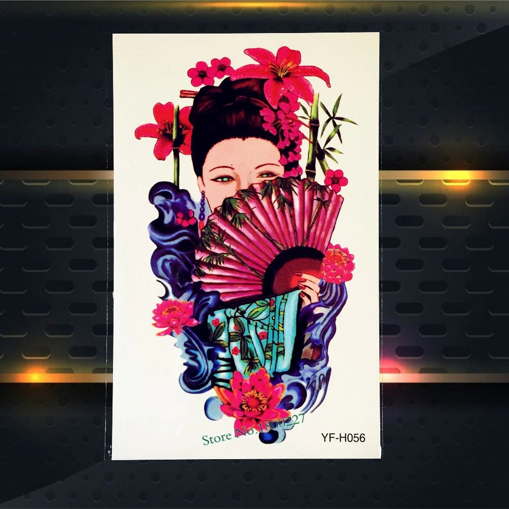 1 шт. красивый боди арт Картина поддельные татуировки японская гейша цветок рука
