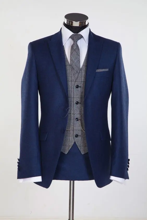 

Custom Made Wedding Trends For Grooms/Slim Fit Two Groom Tuxedos/Notch Lapel Best Man Groomsmen Men Wedding Suits
