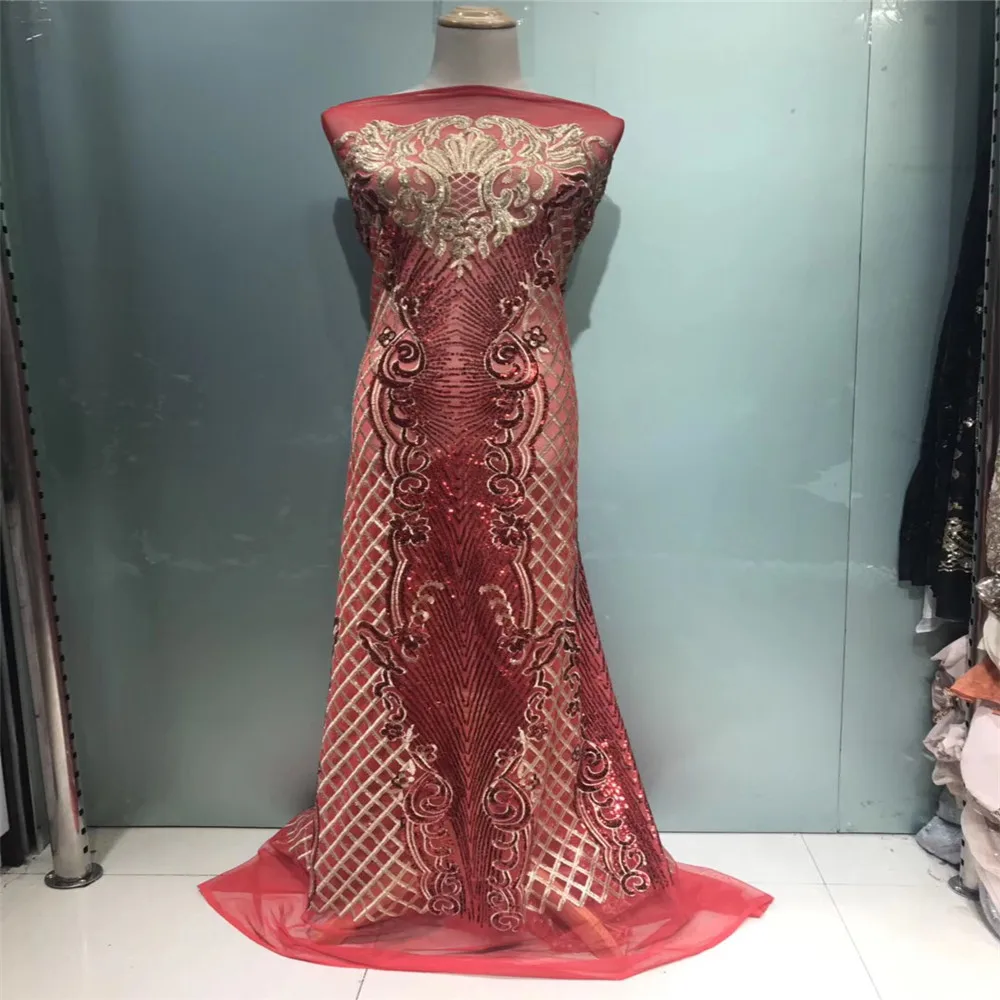 Новейшая африканская кружевная ткань 2018 для невесты с блестками