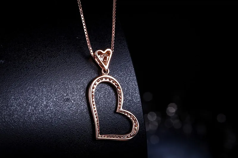 Подвеска ZOCAI в форме бриллианта в форме сердца 0,14 CT 18 K Белое Золото с серебряной цепочкой 925 D04157