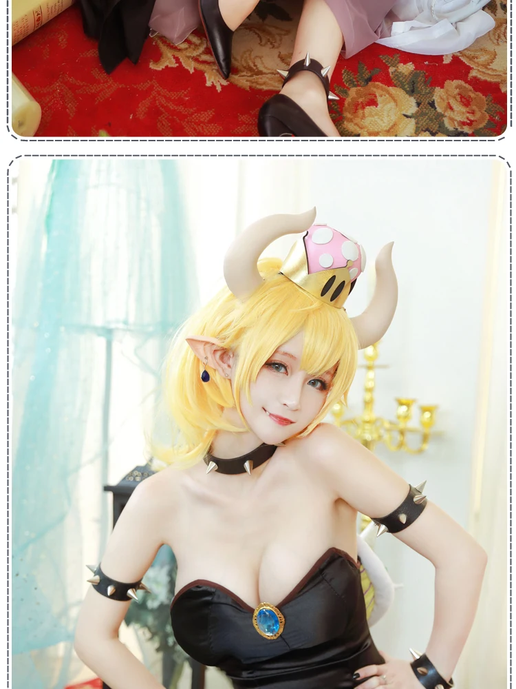 Bowsette Косплей Костюм принцессы Koopa Косплей Koopa-hime женский костюм игра Супер Марио сексуальный комбинезон черный полный комплект