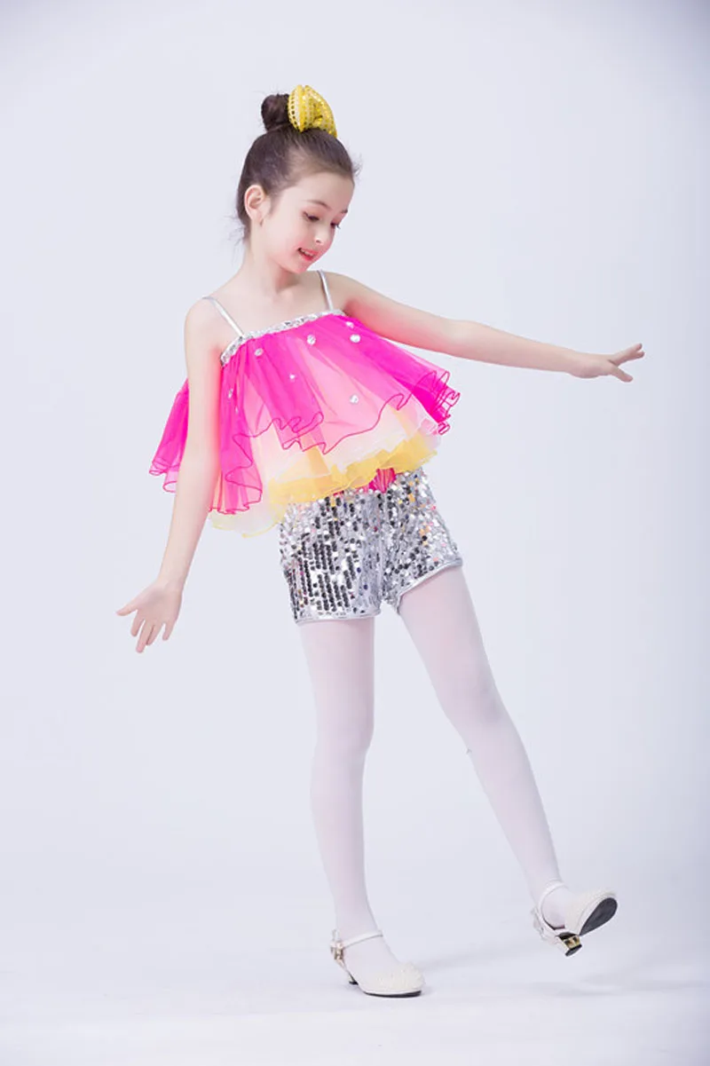 

Children Sequins Performance Clothes Girls Street Dance Show Clothes Kids Hip Hop Stage Dancing Suits Jazz dance dress for girl