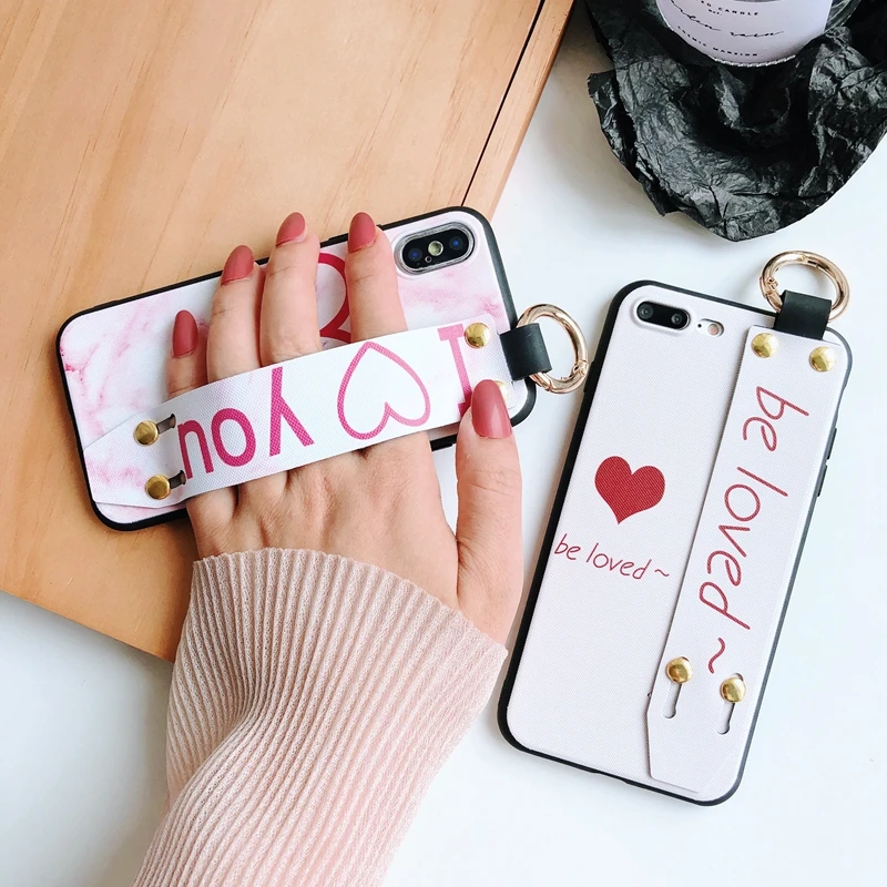 For iPhone X Case Love Heart Wristband Soft 8 7 6 6S Plus Slim Protective Cover iPhone8 Korean Fashion |