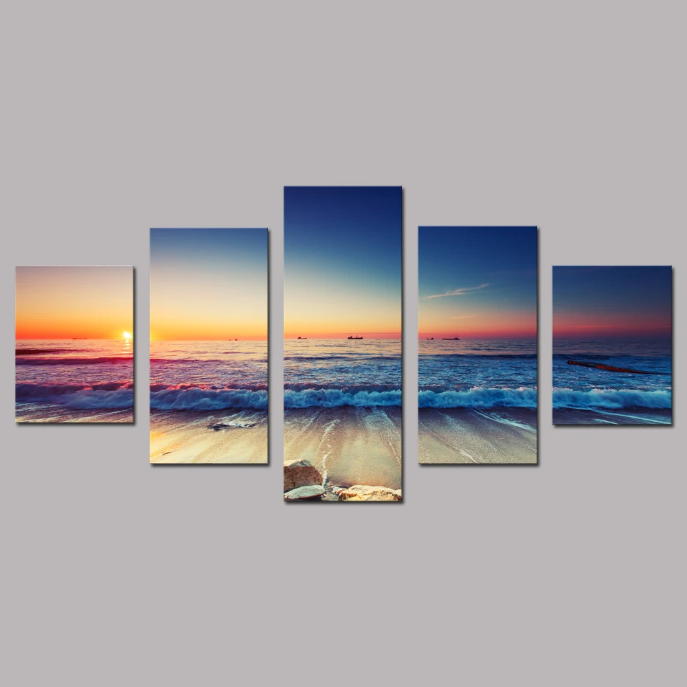 5 панелей с рамкой для морского пейзажа холст принтом современная картина на